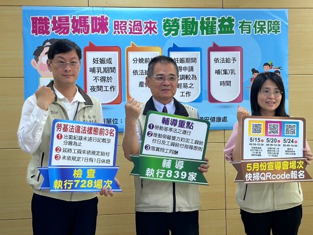 溫馨5月情 勞工局提醒保障母性勞動權益 並公布第1季勞動條件業務執行成果