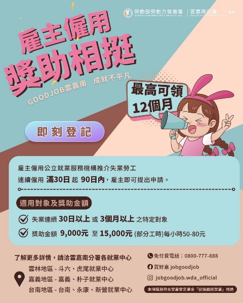 圖說3-雇主只要僱用公立就業服務機構所推介之二度就業婦女，則可依其身份申請每人每月