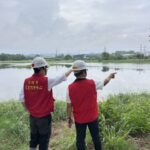 圖1 市長陳其邁視察正義滯洪池及觀音湖滯洪池防洪設施運作情形。